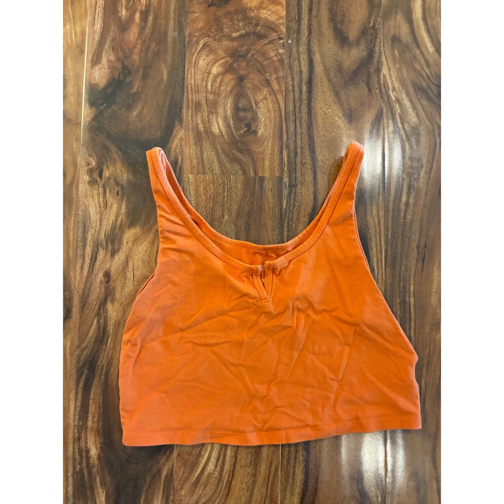 Wild Fable Orange Notch Neck Crop Top Sleeveless Tank Medium Womens - Picture 1 of 3